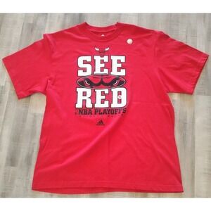 Vintage Chicago Bulls T Shirt Mens XL Red NBA Playoffs NWT Bulls Eyes